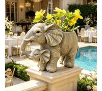 Pot de fleurs en résine fait main en forme d'éléphant avec trou de drainage - Décoration classique intérieure/extérieure, convient pour la maison, le jardin, le balcon, la chambre, la terrasse | Belle
