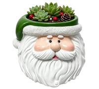 Pot de fleurs en résine Père Noël créatif | Conteneur compact en résine pour bureau, balcon, intérieur, extérieur, porche, rebord de fenêtre, patio