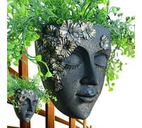 Pot de fleurs en résine pour visage | Pot de fleurs mural | Pot de fleurs mural | Pot de fleurs visage humain, pots muraux suspendus, vase décoratif brodé, pots de fleurs visage de femme