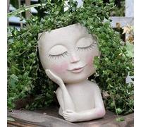 Pot de fleurs en résine, vase créatif en forme de tête humaine pour la décoration de la maison et du jardin modèle 1 G