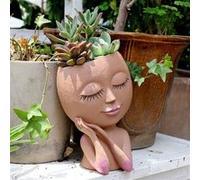 Pot de fleurs en résine, vase créatif en forme de tête humaine pour la décoration de la maison et du jardin modèle 3 G