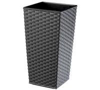 KADAX Pot de Fleurs Haut 36,5 cm, Plastique Imitation rotin, résistant aux intempéries - intérieur/extérieur, Graphite rotin
