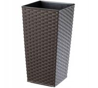 KADAX Pot de Fleurs Haut 75 cm, Plastique Imitation rotin, résistant aux intempéries - intérieur/extérieur, Moka rotin