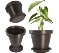 Pot de fleurs et cache-pot - Pot décoratif - Petit - Rond - Marron chocolat
