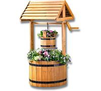 Pot de fleurs fontaine à vœux en bois de sapin, pot de fleurs fontaine à vœux, support à plantes fontaine, 83 x 49 x 37,5 cm, fontaine décorative pour jardin, fontaine de jardin, pot de fleurs, jardin