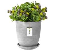 Pot de fleurs gris foncé bol de fleurs avec soucoupe rond en céramique mate glamour