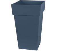 EDA – Pot de fleur carré Toscane 62 L 39×39×H65 cm Zone de rétention d'eau Bleu Jean
