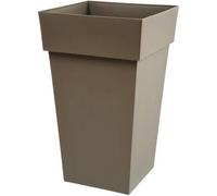 EDA - Pot de Fleur Carré Haut Toscane - Volume 62 L - 39 x 39 x H.65 cm, Taupe