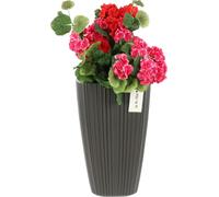 Pot de fleurs haut insert carré H 60cm anthracite rainures stylisées