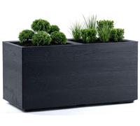 Pot de fleurs HowHomely, 39x78x39 cm, bac à fleurs sur roulettes, couleur anthracite, aspect bois