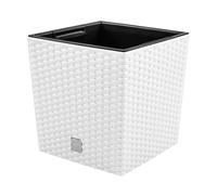 Pot de fleurs + insert pot de fleurs aspect rotin RATO LOW DRTS265L blanc