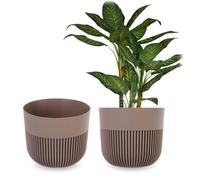 Pot de fleurs KADAX Ø 25 cm, cache-pot à structure rainurée pour l'intérieur et l'extérieur, pot de fleurs en plastique, cache-pot pour plantes d'intérieur (beige)