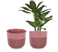 Pot de fleurs KADAX Ø 25 cm, cache-pot à structure rainurée pour l'intérieur et l'extérieur, pot de fleurs en plastique, cache-pot pour plantes d'intérieur (rose)