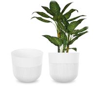 Pot de fleurs KADAX Ø 25 cm, cache-pot à structure rainurée pour l'intérieur et l'extérieur, pot de fleurs en plastique, cache-pot pour plantes d'intérieur (blanc)