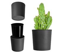 KADAX Pot de Fleurs Graphite 19 cm - en Plastique et Copeaux de Bois Recyclés pour Une Décoration Rustique et Authentique, Idéal pour l'Intérieur ou l'Extérieur