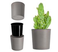 KADAX Pot de Fleurs Gris 25 cm - en Plastique et Copeaux de Bois Recyclés pour Une Décoration Rustique et Authentique, Idéal pour l'Intérieur ou l'Extérieur