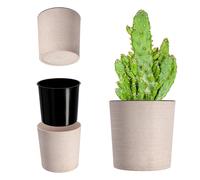 KADAX Pot de Fleurs Crème 30 cm - en Plastique et Copeaux de Bois Recyclés pour Une Décoration Rustique et Authentique, Idéal pour l'Intérieur ou l'Extérieur