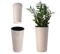 KADAX Pot de fleurs à base de copeaux de bois, élégant pot avec insert amovible, cache-pot pour le bureau, pot pour le jardin, diamètre 30 cm, crème