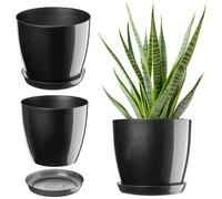 Pot de fleurs KADAX avec dessous de plat, en plastique, rond, 23 cm, anthracite