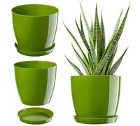 Pot de fleurs KADAX avec dessous de plat, en plastique, rond, 28 cm, vert
