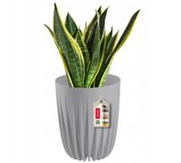 KADAX Pot de fleurs en plastique, Pots de plantes modernes, Pot de plantes avec motif géométrique, Pot de fleurs rond avec insert, Pot de fleurs naturel pour l'extérieur, Cache-pot haut (∅ 25 cm, Gris