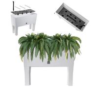 KADAX Pot de Fleurs sur Pieds, Plate-Bande surélevée en Plastique, Disponible en 2 Tailles, jardinière en rotin, bac à Fleurs pour Jardin, Balcon, terrasse, bac à Plantes, Parterre (60 cm/Blanc)