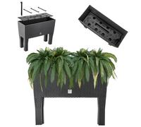 KADAX Bac Fleurs sur Pieds Carre Plastique | 2 Tailles | Jardiniere surelevee | Balcon terrasse Jardin | Resistant intemperies