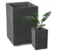 Pot de fleurs Lamela, modèle KARO, fabriqué à partir de bois recy ouleur anthracite, dimensions 39x39 cm, hauteur 59 cm