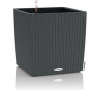 Pot de fleurs LECHUZA Cube Cottage 40, 39 x 39 x 40 cm, 31 L, Kit complet, Granit
