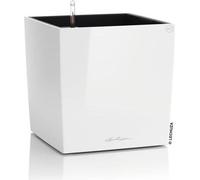 Pot de fleurs LECHUZA Cube Premium 40, 39 x 39 x 40 cm, 31 L, Kit complet, Blanc brillant