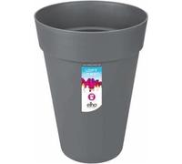 Pot de Fleurs Loft Urban Rond Haut, Ø 42 x H 56 cm, Extérieur, 100% Recyclé, Noir, Avec Réservoir d'Eau Intégré