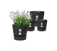 Pot de fleurs - Lot de 2 - Rond Greenville - Ø14xH13,4 cm et Ø16xH15,3 cm - 7 L - Noir
