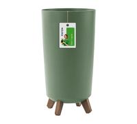 Pot de fleurs pieds haut Tube jardiniere rond 24 cm bac a fleurs mat vert en plastique