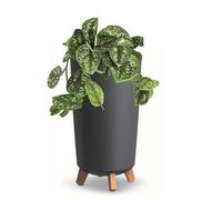 Pot de fleurs pieds haut Tube jardiniere rond 20 cm bac a fleurs mat anthracite en plastique