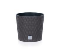 Pot de fleurs pot de fleurs aspect rotin cache-pot jardinière rond 40 cm marr...
