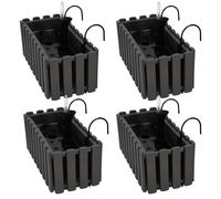 Pot de fleurs pour balcon ou terrasse, gris, 40 cm, lot de 4