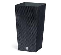 Pot de fleurs pour plantes fleurs DRTS Grande H61 Simil Rattan pour intérieur carré haut noir 49 litres 32,5 x 32,5 x 61 cm design moderne en plastique de balcon