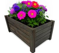 Pot de Fleurs Rectangulaire en Bois 59 x 33 x 25 cm – Jardinière Extérieure Graphite – Bac à Fleurs pour Balcon, Terrasse et Jardin – Cache-Pot Naturel
