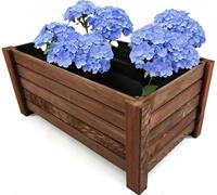 Pot de Fleurs Rectangulaire en Bois 59 x 33 x 25 cm – Jardinière Extérieure Marron Foncé – Bac à Fleurs pour Balcon, Terrasse et Jardin – Cache-Pot Naturel