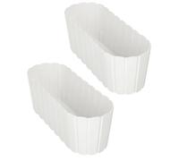 Pot de fleurs - Rectangulaire 40 cm - Blanc - Lot de 2 - Plastique