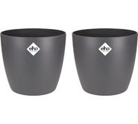 Pot de Fleurs Rond Elho Brussels, Lot de 2, 17 L, Ø 25,1 x H 23.2 cm, Noir