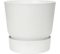 Pot de Fleurs Rond Elho Greenville 30, Extérieur, Ø 29,5 x H 27,8 cm, Blanc, Plastique Recyclé, Résistant au Gel