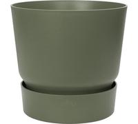 Pot de Fleurs Rond Elho Greenville 47, Extérieur, Ø 47 x H 44,1 cm, 55 L, Vert Feuille, Plastique Recyclé