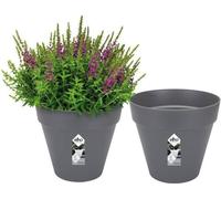 Pot de Fleurs Rond Elho Loft Urban, Lot de 2, 19 L, Ø 28.5 x H 26 cm, Noir