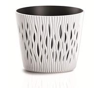 Pot de fleurs rond en plastique Sandy Round en couleur blanche 12 (L) x 12 (l) x 11,1 (H) cm