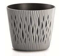 Pot de fleurs rond en plastique Sandy Round en couleur grise 12 (L) x 12 (l) x 11,1 (H) cm