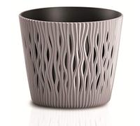 Pot de fleurs rond en plastique Sandy Round en couleur mocca 22,5 (L) x 22,5 (l) x 19,2 (H) cm