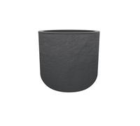 EDA - Pot Rond 40 cm Volcania'Up 32,5 L - Décor Imitation Pierre - Simple Paroi avec Colerette Trompe-l'oeil - Zone de Rétention d'eau pour Limiter l'Arrosage - Ø 38,5 x H.36,8 cm - Gris Anthracite