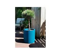 Pot de fleurs rond RIVIERA GRANIT - Plastique - D49 x H53,5 cm - Bleu