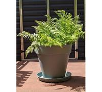 Pot de fleurs rond RIVIERA SOLEILLA, Plastique 100% recycleble, D59 x H54 cm, 83 litres, Vert argile